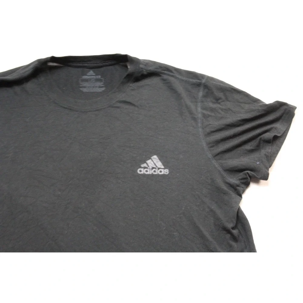 Adidas T-Shirt Mens Large Black Excellent Climalite Performance Short Sleeve Tee